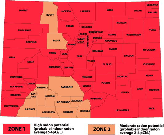Colorado Radon Risk Zone Map